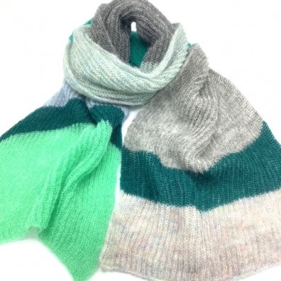 Echarpe multicolore vert -gris